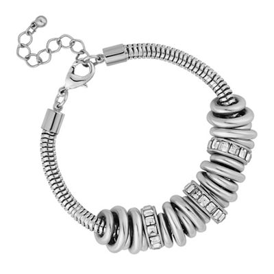 Silver crystal ring bracelet